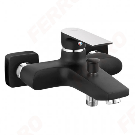 Baterii monocomanda - Baterie perete cada/dus Ferro Square, negru fara accesorii