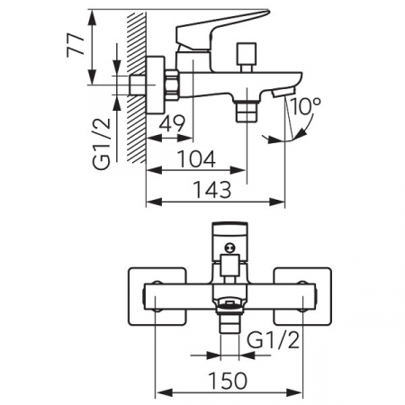 Baterie perete cada/dus Ferro Vitto VerdeLine, crom fara accesorii [1]