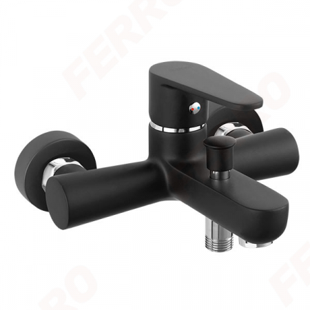 Obiecte sanitare - Baterie perete cada/dus Ferro Algeo, negru fara accesorii