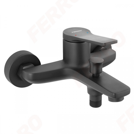 Baterii monocomanda - Baterie perete cada/dus Ferro Stratos, negru fara accesorii