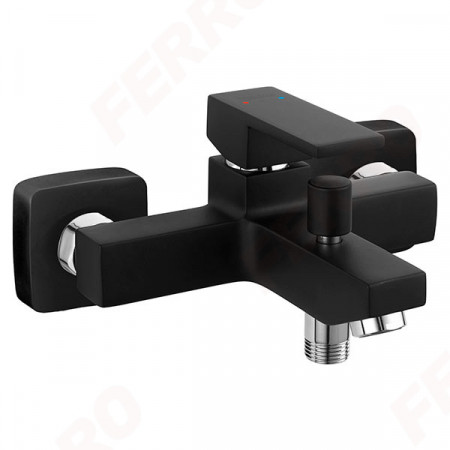 Baterii monocomanda - Baterie perete cada/dus Ferro Zicco, negru fara accesorii