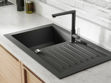 Baterie stativa spalator Ferro Adore, negru/crom cu pipa inalta [2]