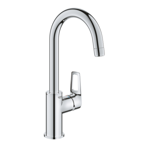Baterii baie - Baterie lavoar Grohe BauLoop L monocomanda, cartus ceramic, pivotanta, evacuare cu apasare, crom