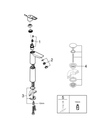 Baterie lavoar Grohe BauLoop XL 3/8" monocomanda, cartus ceramic, limitator, crom [4]