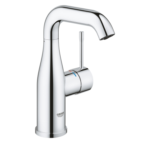 Baterii baie - Baterie lavoar Grohe Essence New M monocomanda 3/8'' cartus ceramic, evaculare cu apasare, pivotanta, crom