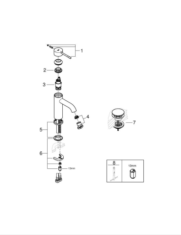 Baterie lavoar Grohe Essence New S monocomanda, cartus ceramic, fara evacuare, crom [1]