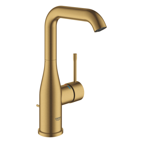 Obiecte sanitare - Baterie lavoar Grohe Essence New L 3/8" monocomanda, cartus ceramic, pivotanta, evacuare cu tija, auriu mat