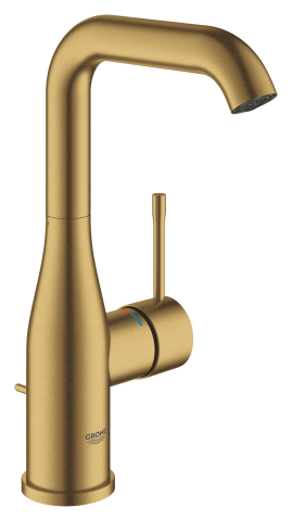 Obiecte sanitare - Baterie lavoar Grohe Essence L 1/2" monocomanda, levier metalic, cartus ceramic, limitator de temperatura, evacuare cu apasare, auriu mat