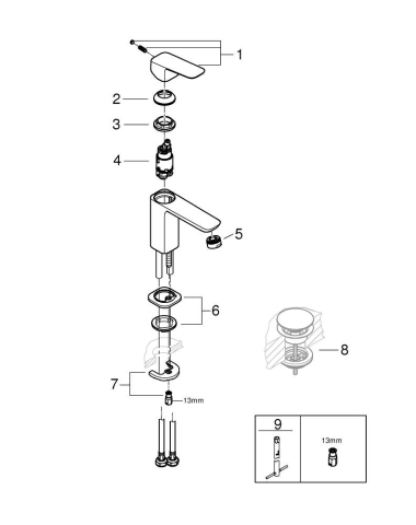 Baterie lavoar Grohe Concetto SilkMove S monocomanda, fara set evacuare, cartus ceramic, crom [4]