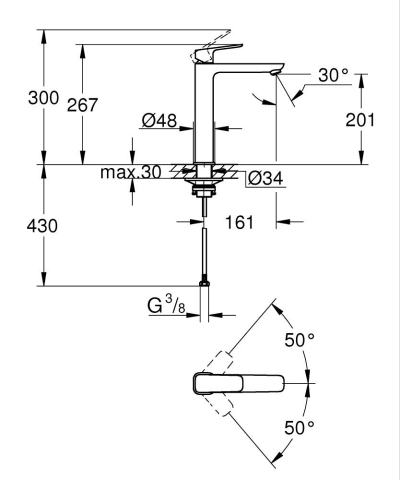 Baterie lavoar Grohe Concetto SilkMove XL monocomanda, fara set de evacuare, cartus ceramic, crom [4]