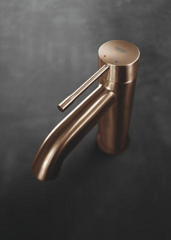 Baterie lavoar Grohe Essence 1/2", marime s, set evacuare, monocomanda, levier metalic, cartus ceramic, limitator temperatura, cupru mat [1]