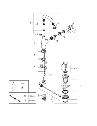 Baterie lavoar Grohe Essence New M, monocomanda, pivotanta, set evacuare, auriu mat [1]