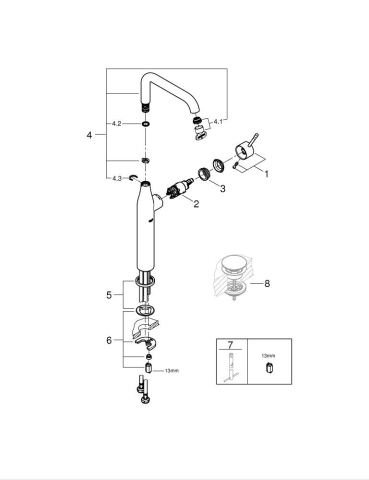 Baterie lavoar Grohe Essence XL monocomanda, pivotanta, fara evacuare, instalare pe blat, cartus ceramic, limitator de debit, limitator de temperatura, negru [3]