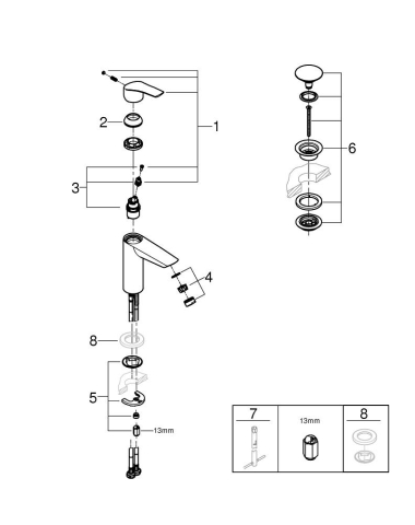 Baterie lavoar Grohe Eurosmart M monocomanda, levier metalic, cartus ceramic, set evacuare cu apasare, crom [3]
