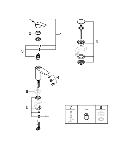 Baterie lavoar Grohe Eurosmart S monocomanda, levier metalic, cartus ceramic, set evacuare cu apasare, crom [3]