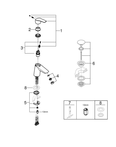 Baterie lavoar Grohe Eurosmart S monocomanda, cartus ceramic, fara set evacuare, crom [3]