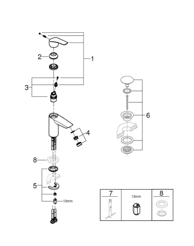 Baterie lavoar Grohe Eurosmart S monocomanda, cartus ceramic, fara set evacuare, crom [3]