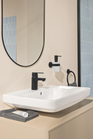 Baterie lavoar Grohe Get S monocomanda, cartus ceramic, evacuare cu apasare, negru mat [6]