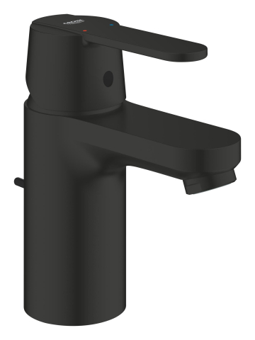 Obiecte sanitare - Baterie lavoar Grohe Get S cartus ceramic, limitator, set evacuare cu tija, negru mat