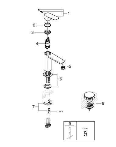 Baterie lavoar Grohe Cubeo SilkMove M monocomanda, fara set de evacuare, cartus ceramic, crom [3]