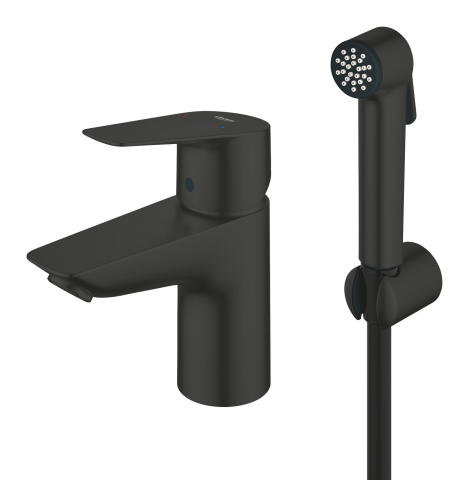 Baterie lavoar Grohe cu set dus Grohe StartEdge M monocomanda, cartus ceramic, fara set evacuare, dus igienic, negru [3]