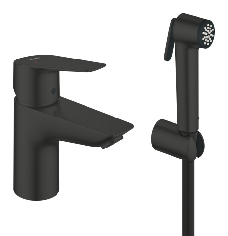 Baterie lavoar Grohe cu set dus Grohe StartEdge M monocomanda, cartus ceramic, fara set evacuare, dus igienic, negru [0]