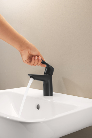 Baterie lavoar Grohe StartEdge S monocomanda, montare pe blat, cartus ceramic, evacuare cu apasare, negru mat [5]