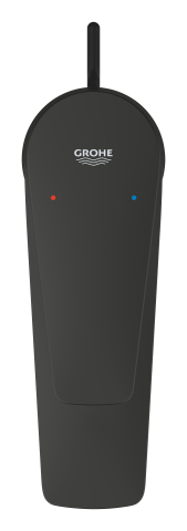 Baterie lavoar Grohe StartEdge S set de evacuare cu tija, cartus ceramic, levier metalic, limitator de temperatura, negru mat [1]