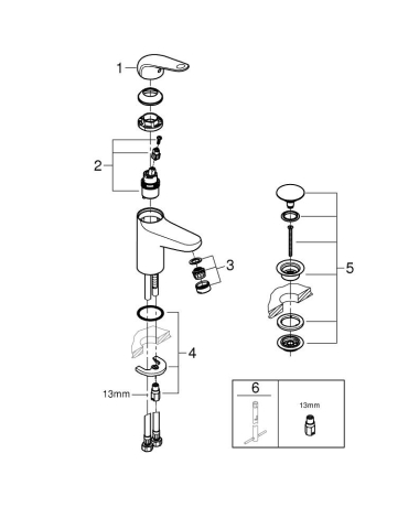 Baterie lavoar Grohe Swift S monocomanda, cartus ceramic, limitator de temperatura, set evacuare cu apasare, crom [3]