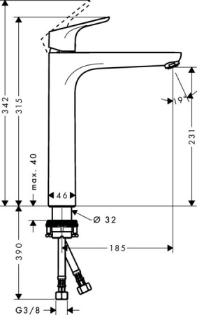 Baterie lavoar Hansgrohe Focus 230 pentru lavoar tip bol fara ventil crom [1]