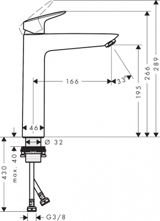 Baterie lavoar Hansgrohe Logis 190 fara ventil pentru lavoar tip bol [4]