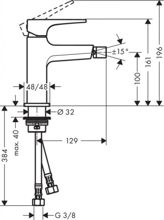 Baterie bideu Hansgrohe Metropol cu ventil push-open [1]