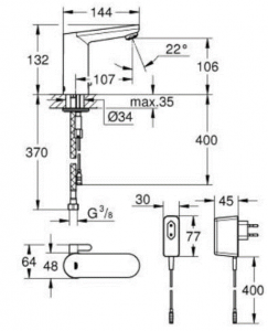 Baterie pentru lavoar cu senzor Grohe Eurosmart Cosmopolitan CE 220V [4]