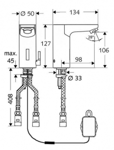 Baterie pentru lavoar cu senzor si mixer, 6V, Schell Celis [1]