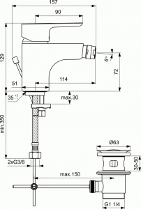 Baterie pentru bideu Ideal Standard Ceraplan III [1]