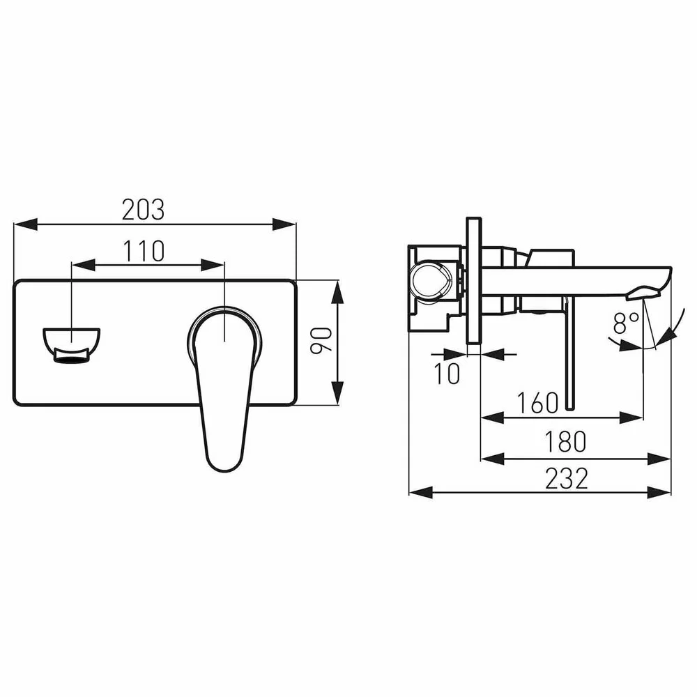 Baterie ingropata lavoar Ferro Algeo, crom cu pipa 18 cm [1]