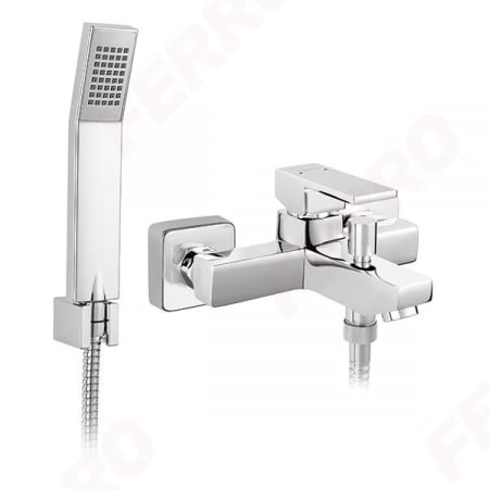 Baterii monocomanda - Baterie perete cada/dus Ferro Zicco, crom cu accesorii