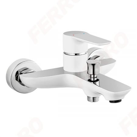 Baterii monocomanda - Baterie perete cada/dus Ferro Adore, alb/crom fara accesorii