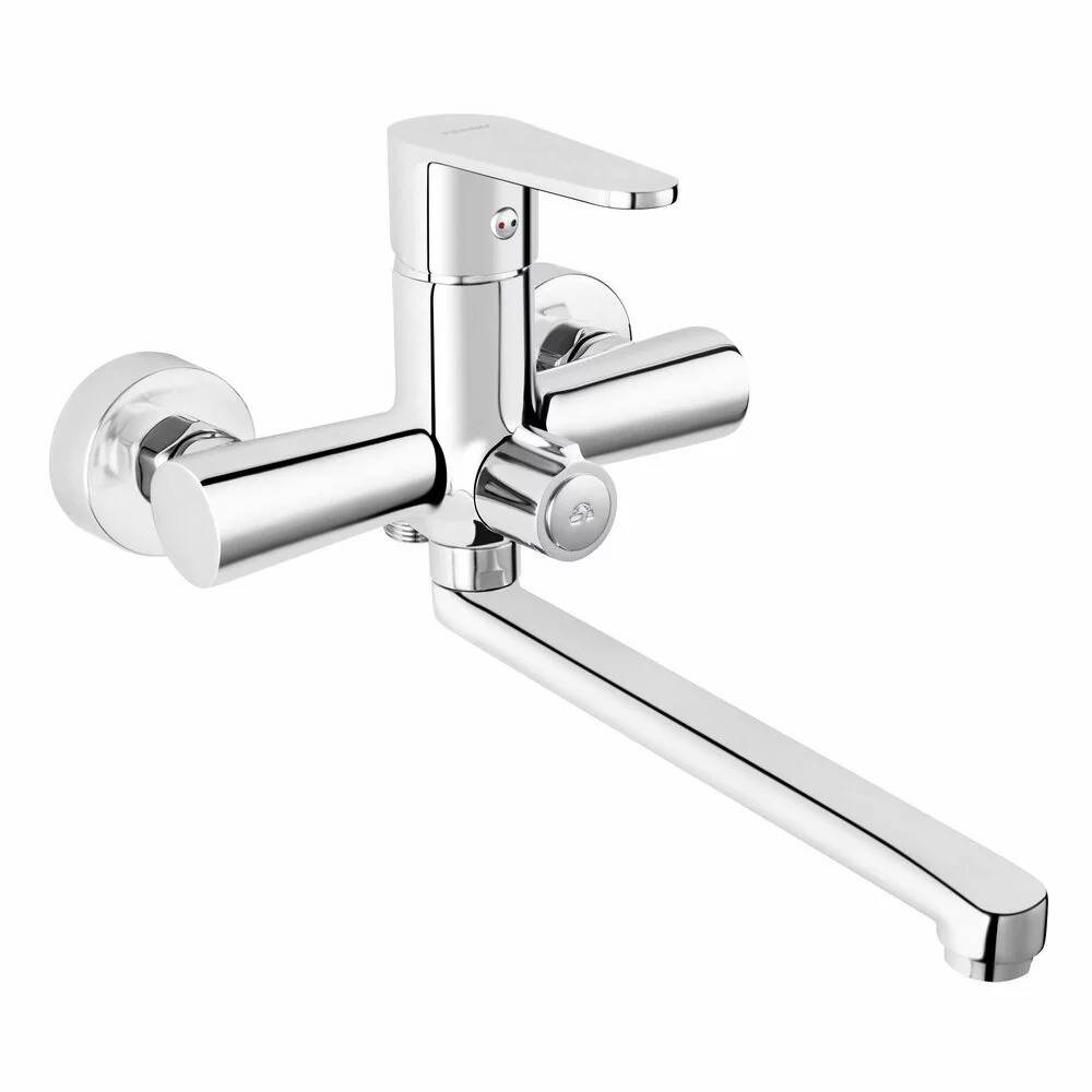 Obiecte sanitare - Baterie perete cada/dus Ferro Algeo, crom cu pipa mobila fara accesorii