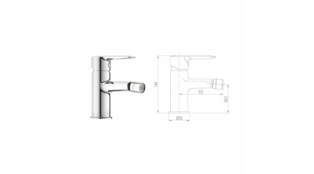 Baterie bideu cu ventil, cromata, Gladys [1]