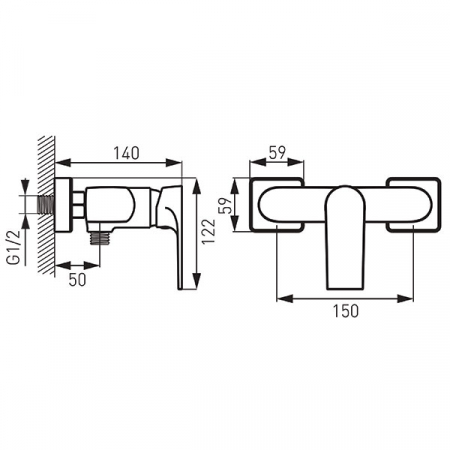 Baterie perete dus Ferro Square, crom fara accesorii [1]