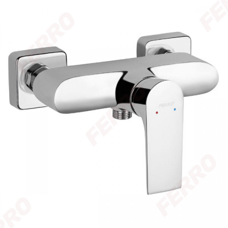 Baterii monocomanda - Baterie perete dus Ferro Square, crom fara accesorii