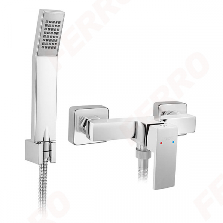 Baterii monocomanda - Baterie perete dus Ferro Zicco, crom cu accesorii