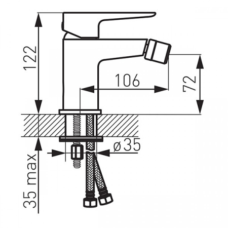 Baterie stativa bideu Ferro Adore, negru/crom cu ventil [1]