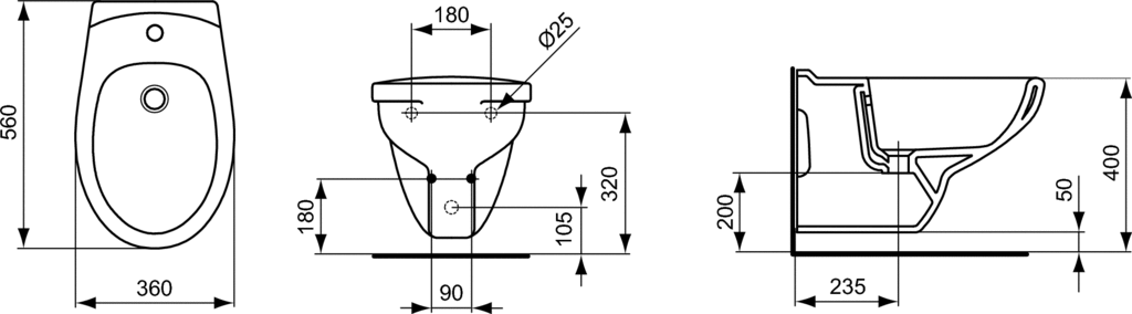 Bideu suspendat 360 x 560 mm Ideal Standard gama Eurovit [1]