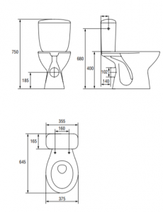 Set WC, President P010 wc + rezervor 3/6 l + capac, Cersanit President [2]