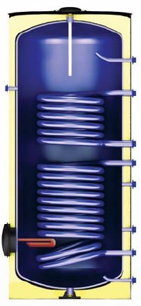 Boiler cu 2 serpentine FORNELLO SOL 150 LT 2S, pentru centrala termica si solar, montaj pe sol, izolatie termica, manta de protectie, flansa de vizitare [5]