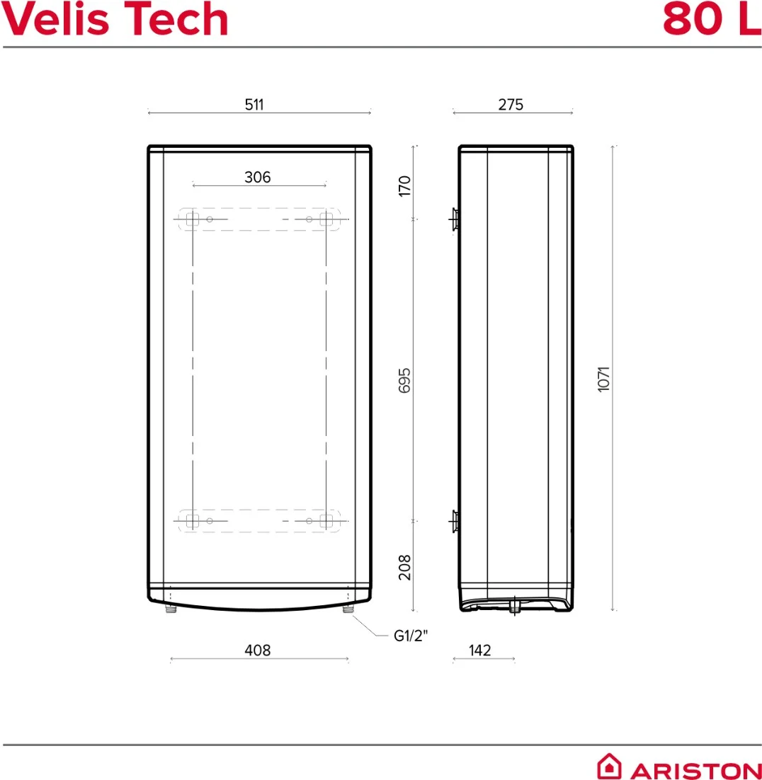 Boiler electric Ariston model VELIS TECH 80 EU - 80 litri [2]