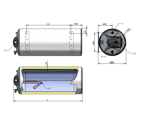 Boiler electric orizontal Eldom Favourite 50 litri 2 kW [2]