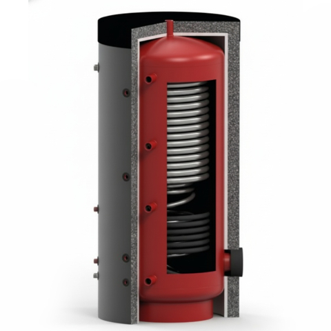 Producere apa calda menajera - Boiler stativ igienic cu 2 serpentine KOPH VTA1 Solar Plus, serpentina ACM din inox, 400 litri, clasa energetica B